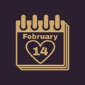 The calendar icon. Valentines day symbol. Royalty Free Stock Photo