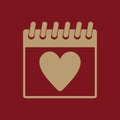 The calendar icon. Valentines day symbol. Royalty Free Stock Photo