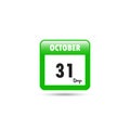 Calendar icon. Vector illustration. 31 days in October Royalty Free Stock Photo