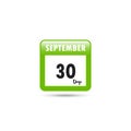 Calendar icon. Vector illustration. 30 days in September Royalty Free Stock Photo