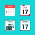 Calendar icon vector or schedule agenda pictogram line outline art and flat cartoon illustration isolated on color background Royalty Free Stock Photo