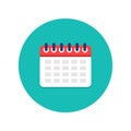 Calendar icon. Calendar of week, month, schedule and agenda. Calednar with days on blue background. Symbol of date, event,