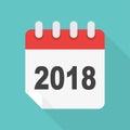 Calendar icon 2018 years in flat style