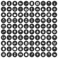 100 calendar icons set black circle