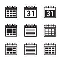 Calendar icons set. Royalty Free Stock Photo