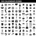 100 calendar icons set, simple style Royalty Free Stock Photo