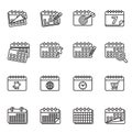 Calendar icons set. Thin line style stock vector. Royalty Free Stock Photo