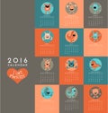 2016 calendar illustrated with cute little monsters