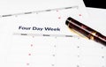 Calendar illustrating a four day working week with Fridays being a vacation day Royalty Free Stock Photo