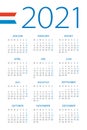 Calendar 2021 - illustration. Dutch version.Week starts on Monday