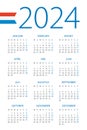 Calendar 2024 - illustration. Dutch version. Week starts on Monday