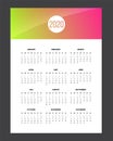 2020 Calendar - illustration. Template Mock up. Gradient background