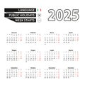 Calendar 2025 in Italian language, week starts on Monday Royalty Free Stock Photo