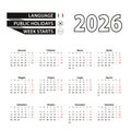 Calendar 2026 in Italian language, week starts on Monday Royalty Free Stock Photo