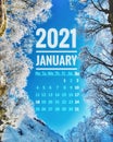 Calendar for January 2021