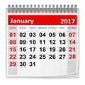 Calendar - January 2017 Royalty Free Stock Photo