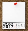 Calendar January 2017. 3d Rendering Royalty Free Stock Photo
