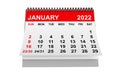 Calendar January 2022. 3d rendering Royalty Free Stock Photo