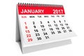 Calendar January 2017. 3d rendering Royalty Free Stock Photo
