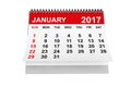 Calendar January 2017. 3d rendering Royalty Free Stock Photo