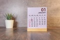 Calendar on January with the date 08th, 08 number on wooden, shape wood