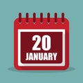 Calendar with 20 january in a flat design. Inauguration Day