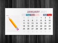 Calendar January 2021 on wood