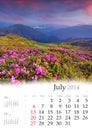 2014 Calendar. July.