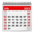 Calendar - July 2023