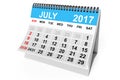 Calendar July 2017. 3d Rendering Royalty Free Stock Photo