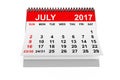 Calendar July 2017. 3d rendering Royalty Free Stock Photo