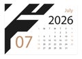 Calendar 2026. July 2026. Tear-off calendar. Personal organizer Royalty Free Stock Photo