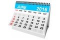 Calendar June 2016. 3d Rendering Royalty Free Stock Photo