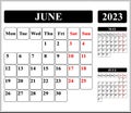 Calendar for 2023 june, monthly calendar weekend with red color