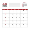 Calendar for June 2018