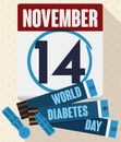 Calendar with Lancet and Test Strips for World Diabetes Day, Vector Illustration