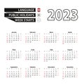 2023 calendar in Latvian language, week starts from Sunday