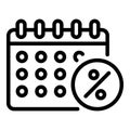 Calendar lease payment date icon, outline style Royalty Free Stock Photo