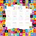 2015 Calendar with letters for schools