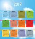 Calendar for 2019 like laundry on the clothline Royalty Free Stock Photo