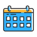 Calendar line icon. Meeting deadline logo in color. Vector illustration concept