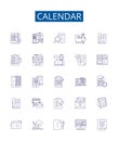 Calendar line icons signs set. Design collection of Calendar, Dates, Schedule, Planner, Tracking, Scheduling, Timetable