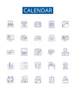 Calendar line icons signs set. Design collection of Calendar, Dates, Schedule, Planner, Tracking, Scheduling, Timetable