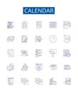 Calendar line icons signs set. Design collection of Calendar, Dates, Schedule, Planner, Tracking, Scheduling, Timetable