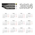 Calendar 2024 in Lithuanian language, week starts on Monday