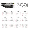 2023 calendar in Lithuanian language, week starts from Sunday