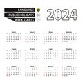 2024 calendar in Lithuanian language, week starts from Sunday