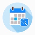 Calendar with magnifying glass icon vector. Royalty Free Stock Photo