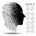 2017 calendar with a man made of musical notes Royalty Free Stock Photo