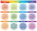 2017 Calendar with Mandalas in Light Rainbow Colors